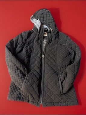 Laundry by Design Black Quilted Hooded Jacket size L